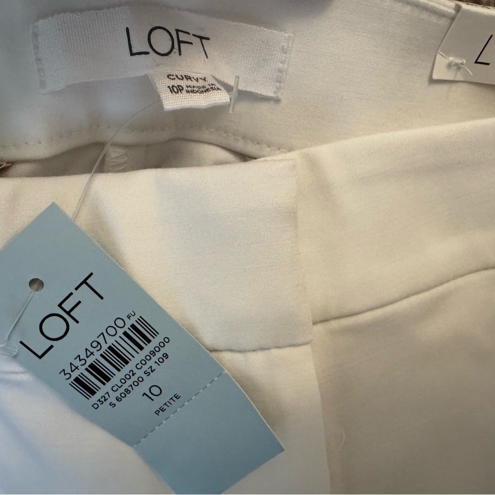 LOFT Cream Riviera Slim Pants